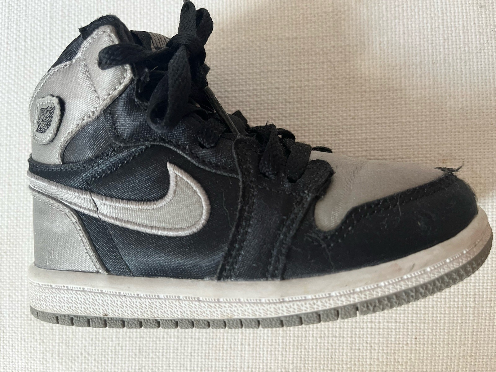 Nike TD Air Jordan 1 Retro High OG Satin Shadow Black/Grey FD5305-010 i Sz 8C
