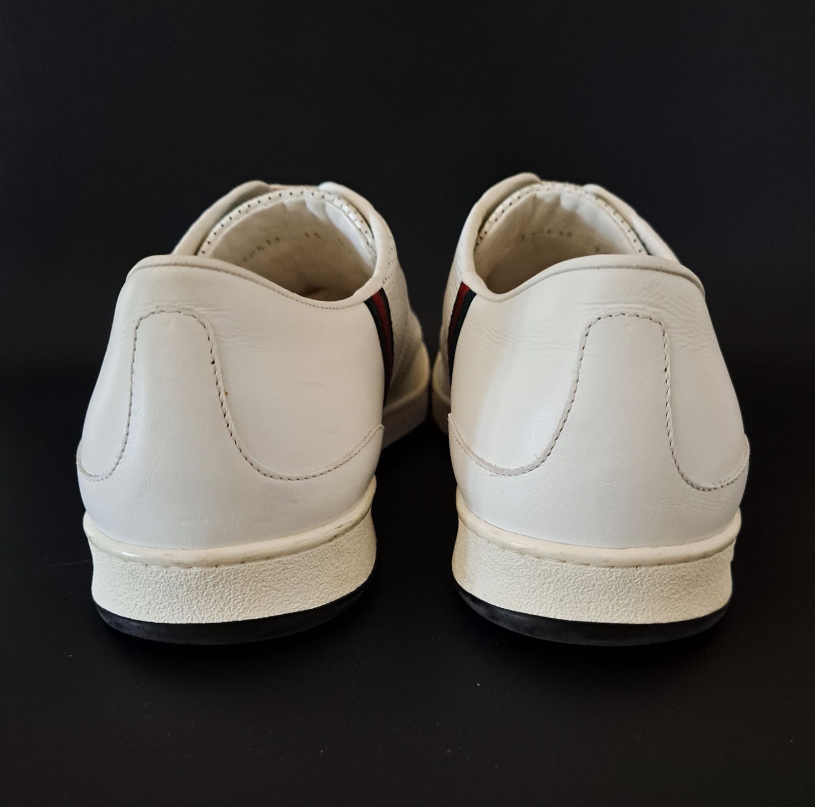 GUCCI Pelle S. Gomma Web Accent Men’s Sneakers Size 13D
