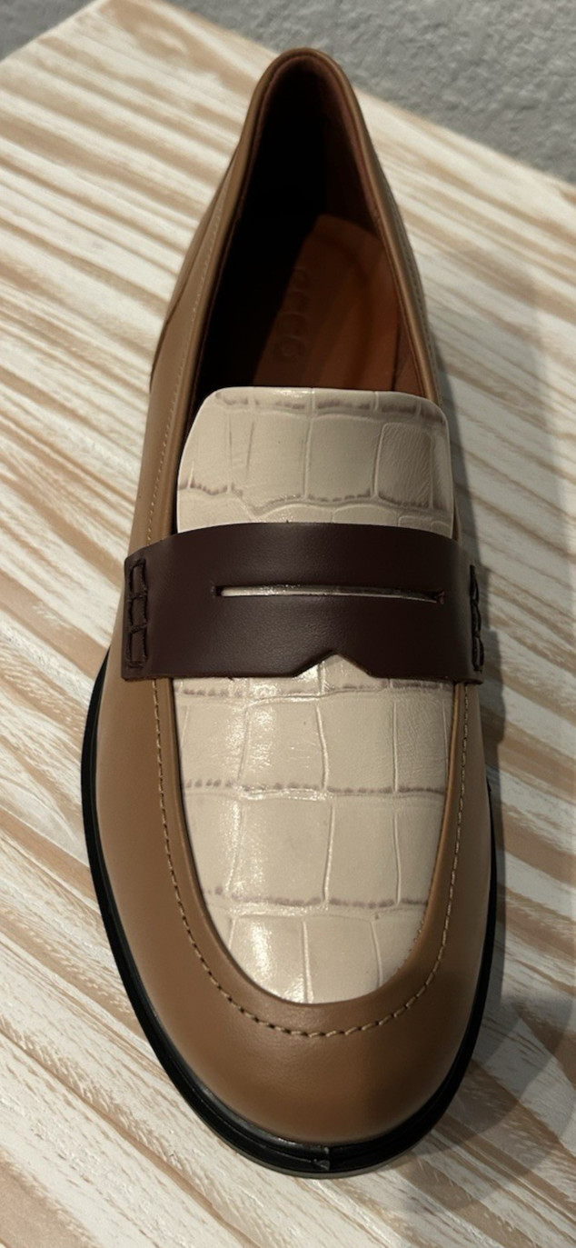 ECCO Women’s Dress Classic Leather Loafer Shoe NEW EU 40 US 9-9.5 Tan Preppy