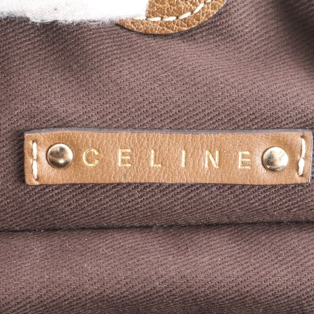 CELINE Tote bag Horse carriage Bittersweet leather canvas Auth From Japan
