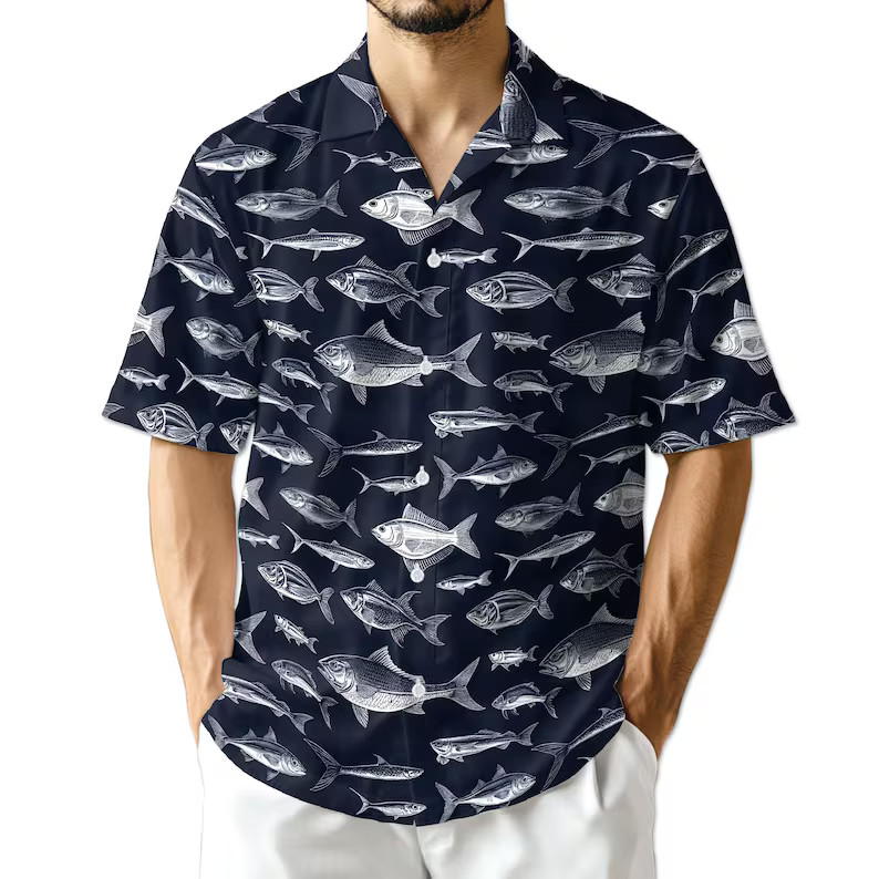 Blue Ocean Fish Hawaiian Shirt