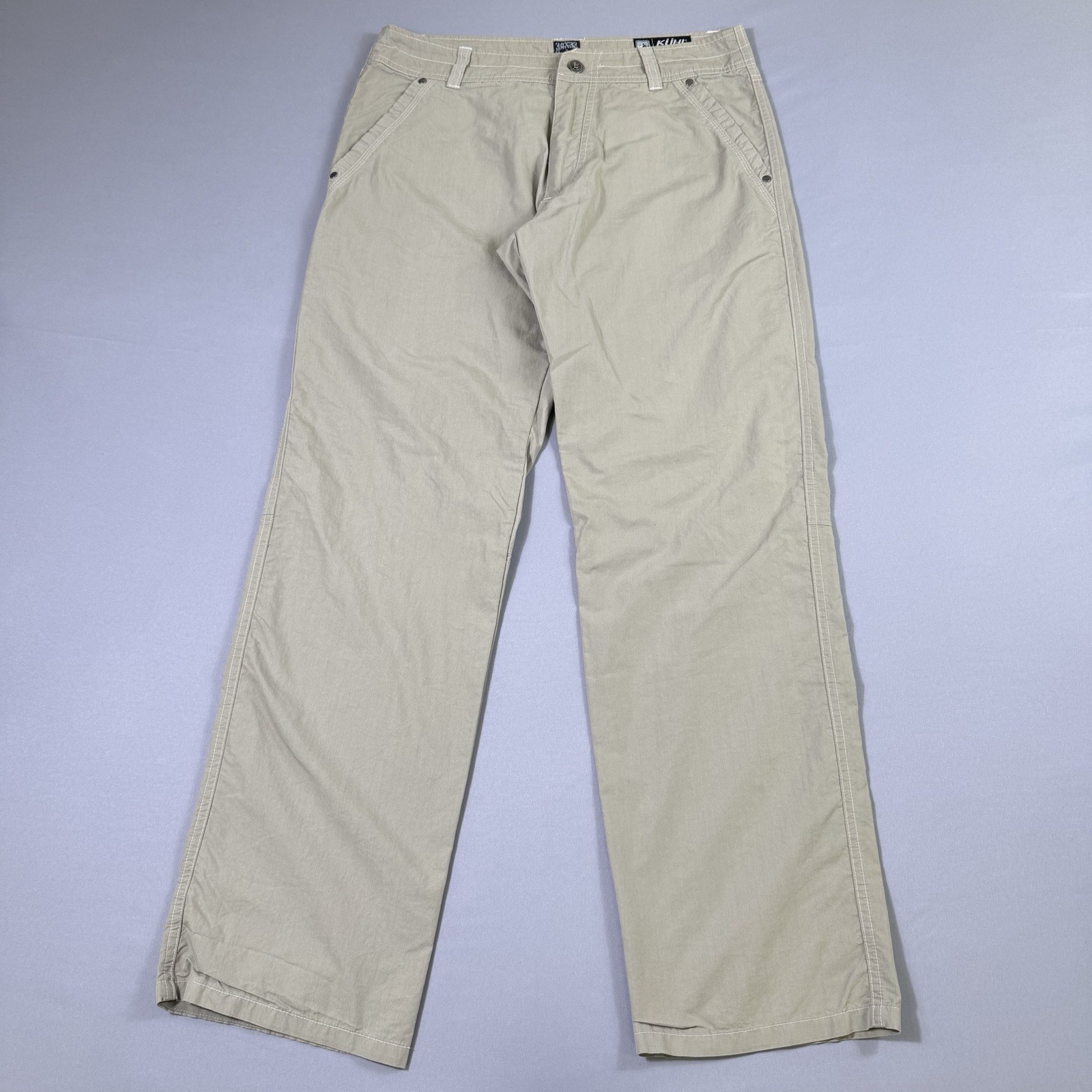 Kuhl Kontra Pants Mens 34×32 Beige Lightweight Hiking Gorpcore Nylon Blend EUC