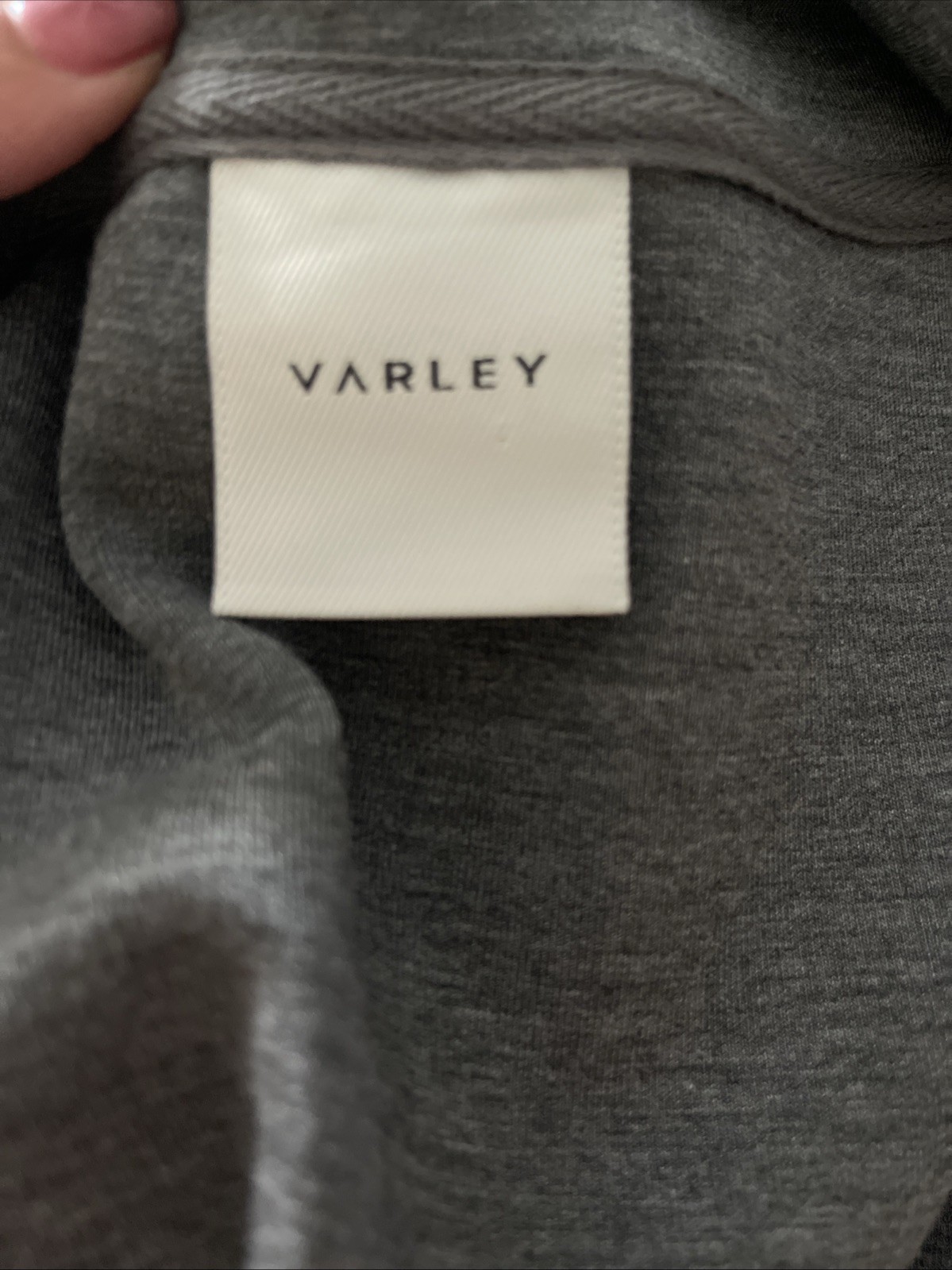 Varley Anset Jacket Large Light Grey Marl Belted Snap Front Doubleface Knit