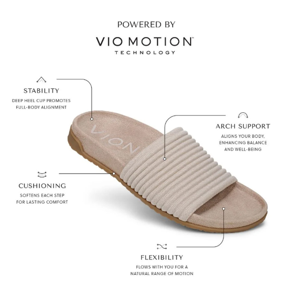 Vionic Evie Knit Slide Sandals Women’s Vapor Silver Orthotic Comfort Slip On