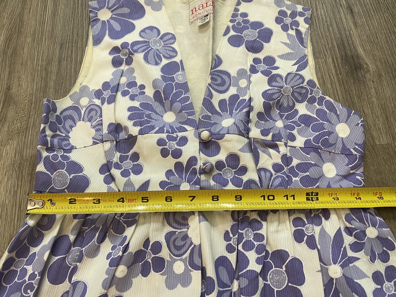 Vintage 1960’s Nalii Honolulu Hawaii Mod Pin-up Pleated Purple Flower Dress
