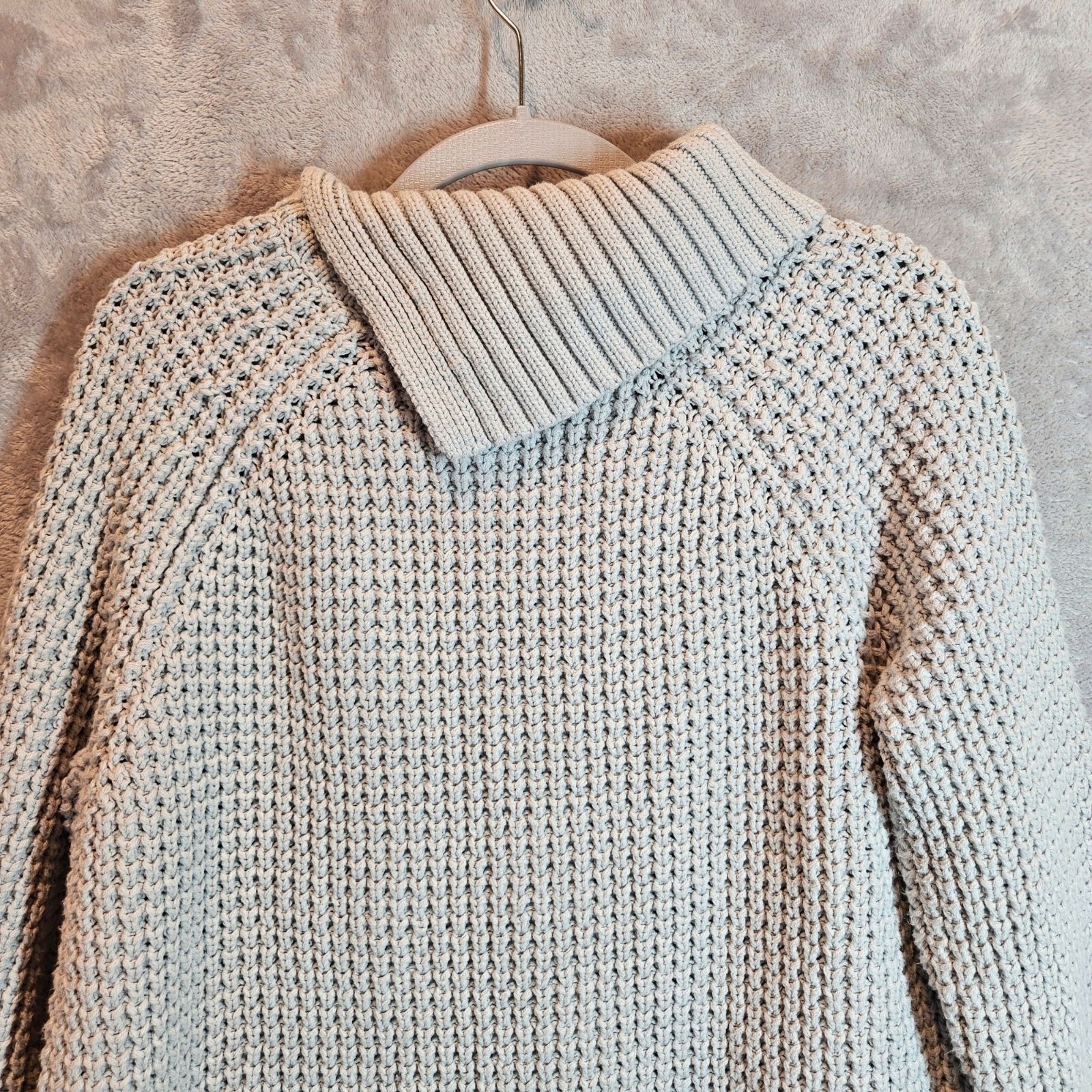 Land’s End Chunky Knit Oversized Cowl Neck Sweater Womens Large Petite Cozy