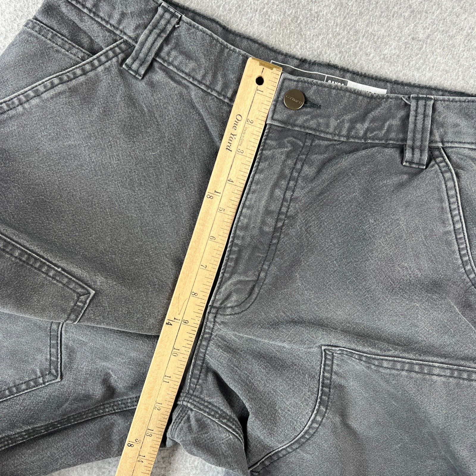 Carhartt Double Front Knee Pants Duck Canvas Stretch Flex 34×32 Grey BN3334