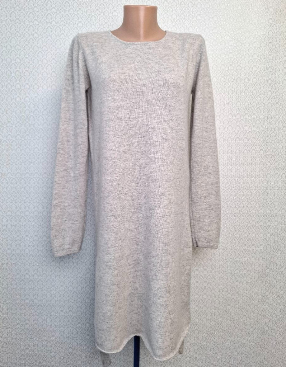 MADELEINE THOMPSON Gray Cashmere Long Pullover Tunic With Slit Sz M