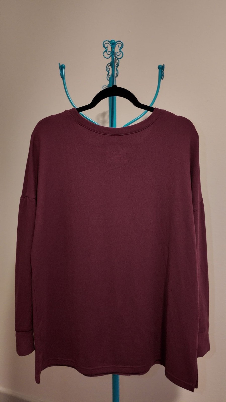 Felina Burgundy Long Sleeve Oversized Pullover Top – Size S