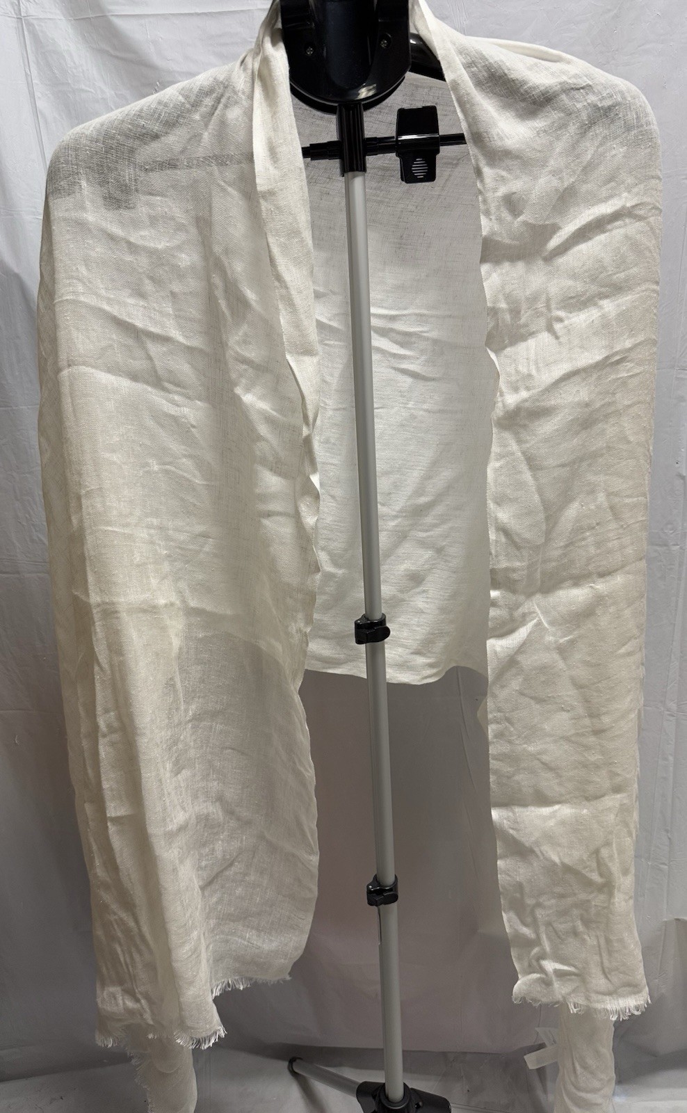 Quince Lightweight Linen Silk Cashmere Scarf Ivory 28×79 One Size