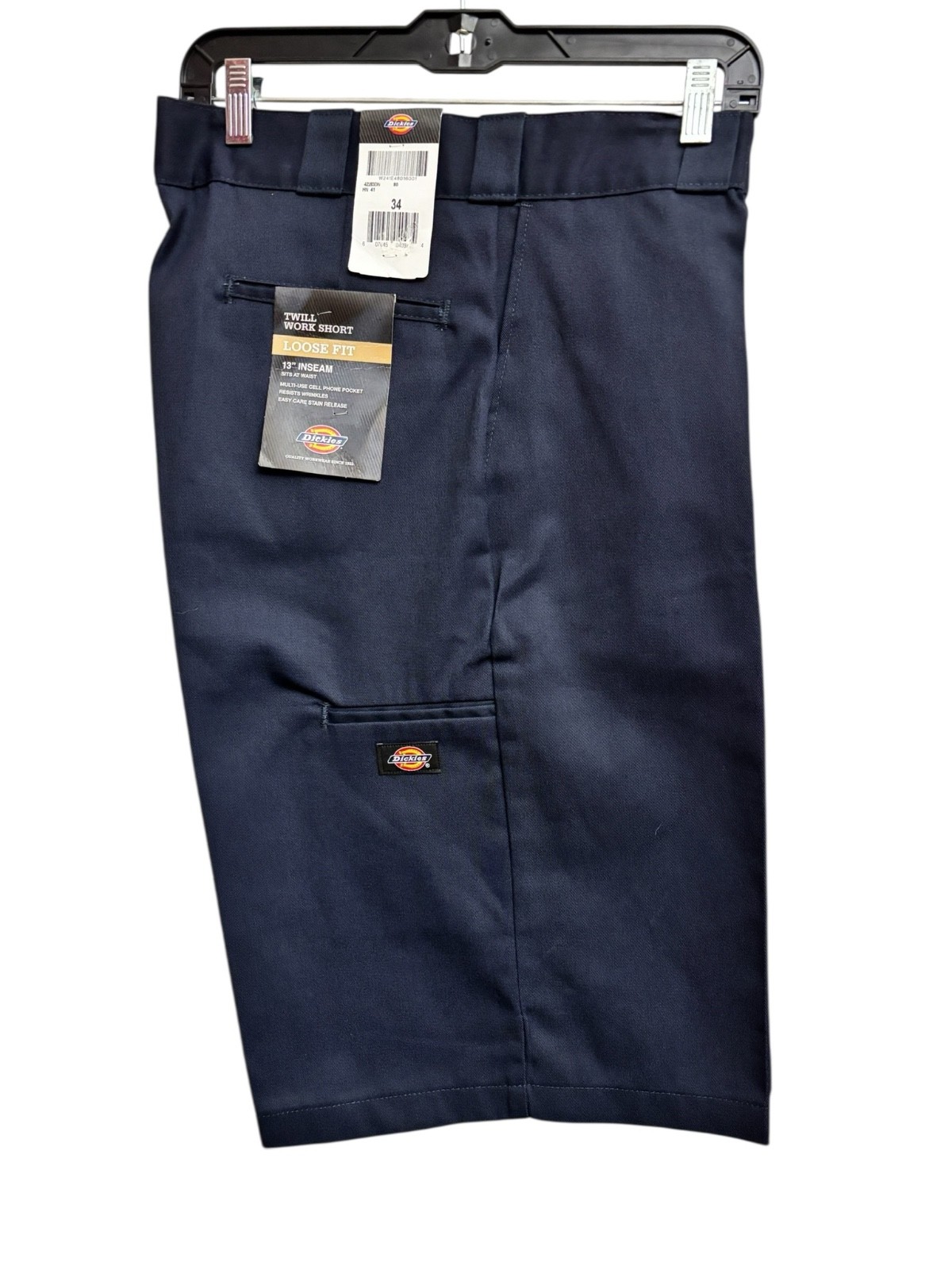 dickies mens size 34 navy blue loose fit cell phone pocket uniform work shorts