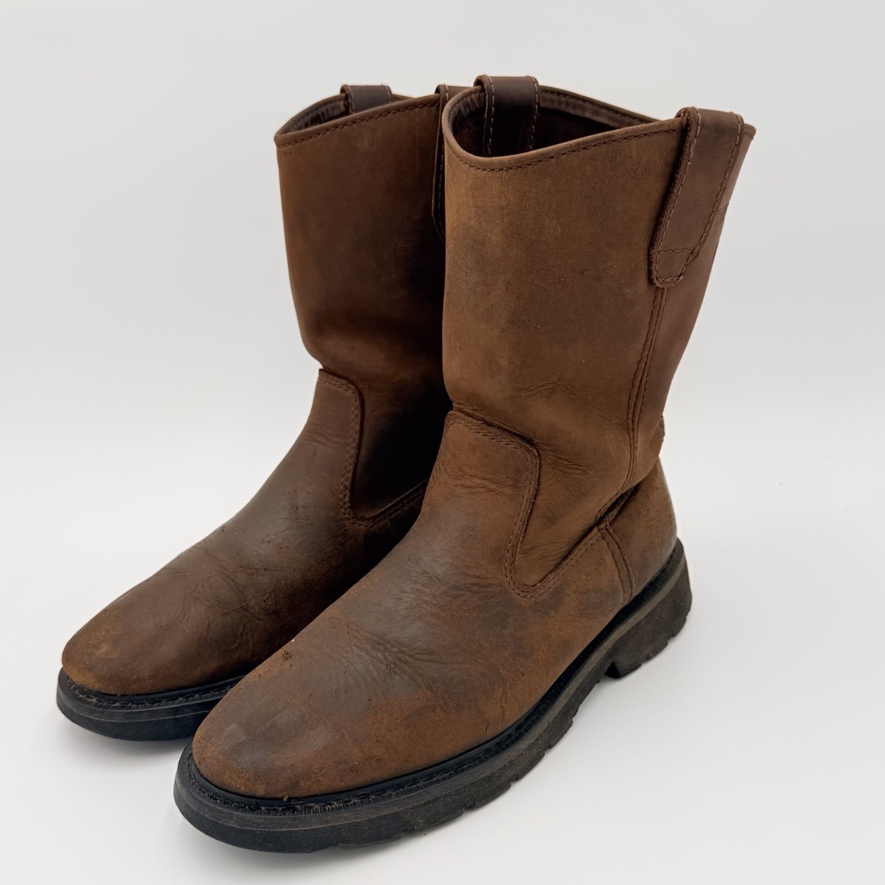 Wolverine Men 8.5M W04727 Leather Wellington Work Boots Pull On Brown