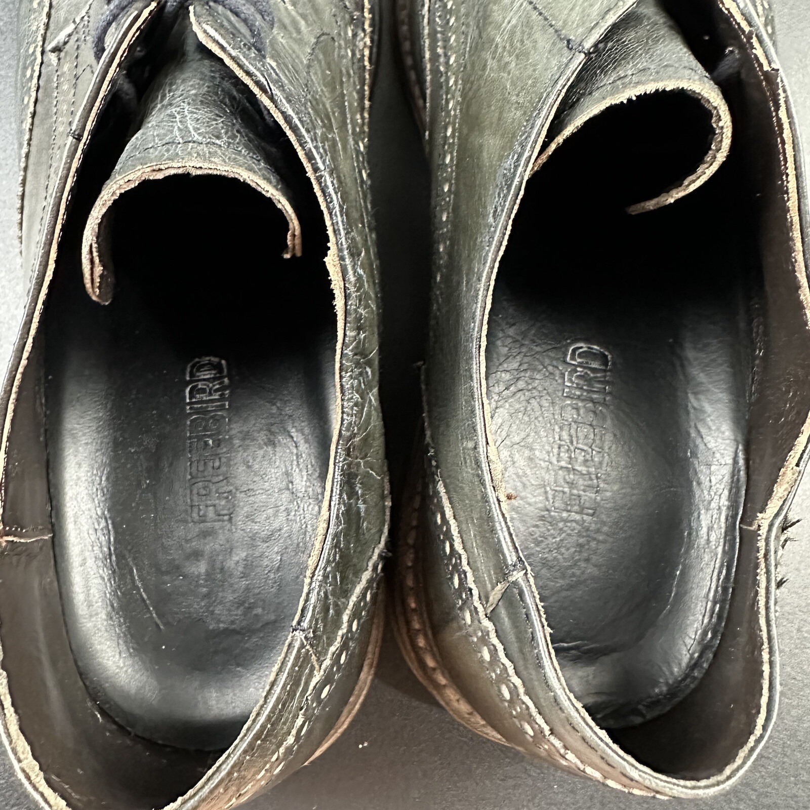 Freebird Kensington Oxford Wingtip Shoes Mens 12 Two Tone Distressed Leather*
