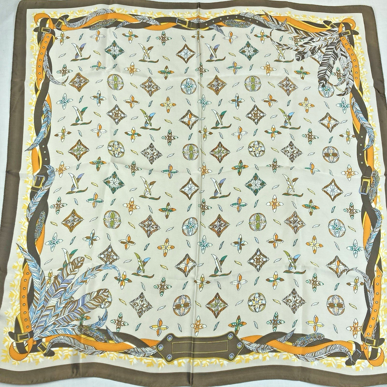 Anna-Kaci Elegant Satin Square Scarf Artistic Print Versatile Accessory 27.5 in