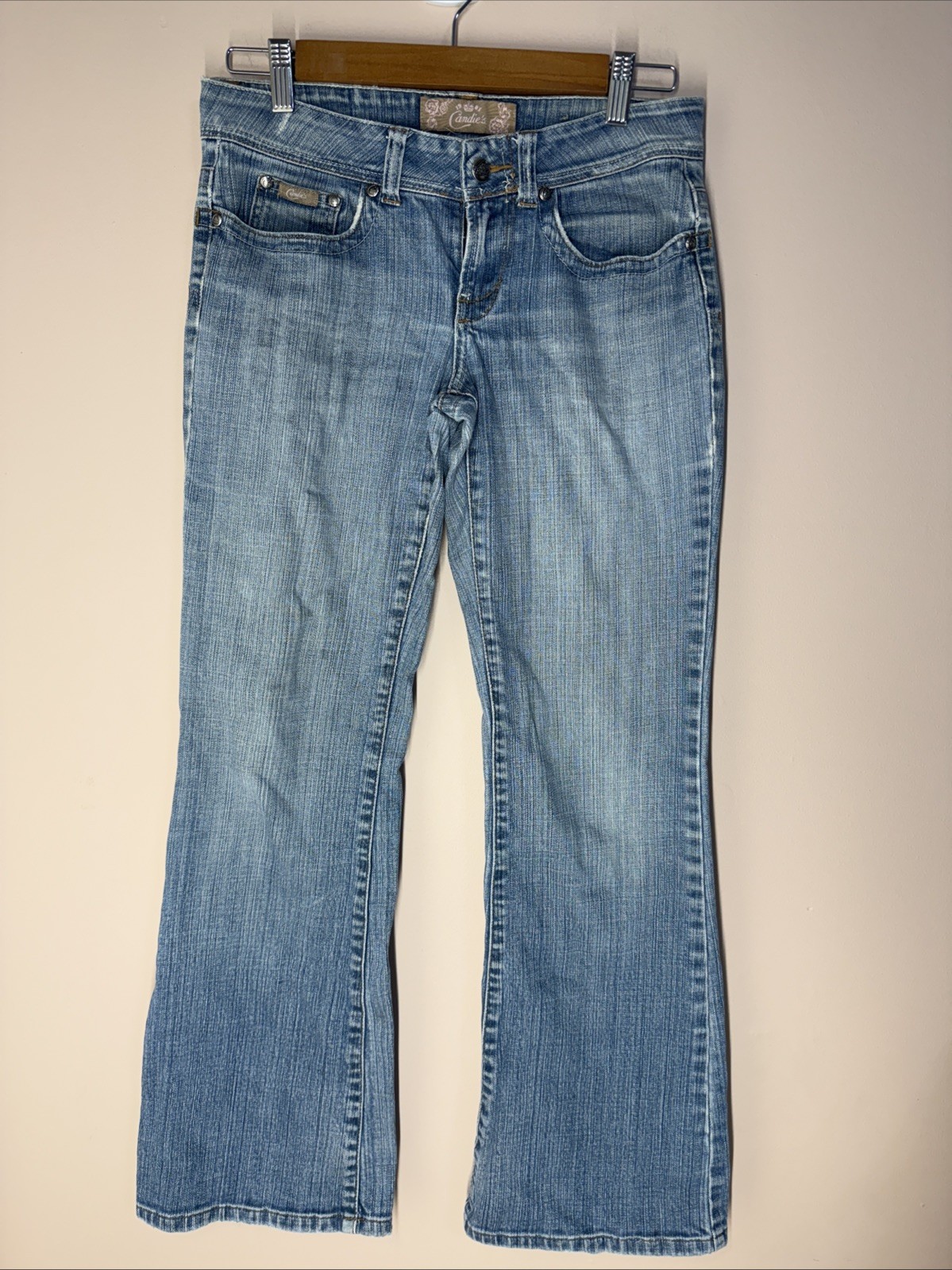 Vtg Candie’s Jeans Women’s Blue Medium Wash Low Rise Flare Jeans 29” Waist