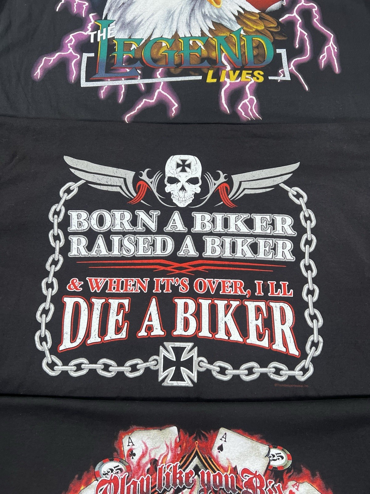 VTG American Thunder 90s Biker Black Sz XL Graphic Tennessee River T-shirts X3