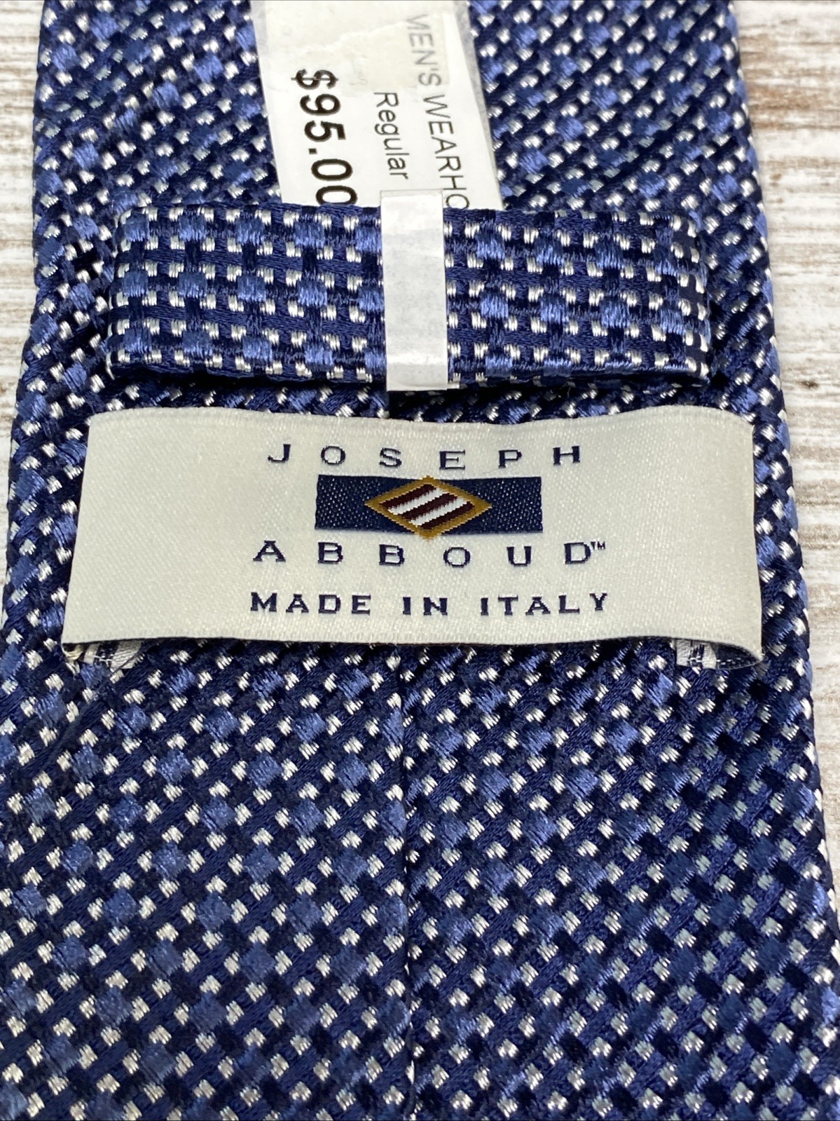 Joseph Abboud Silk Tie Blue Geometric Pattern Made In Italy Slim 2.75” NWT