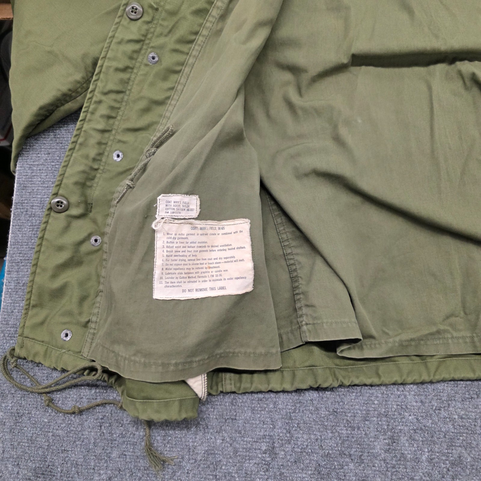 OG-107 Vtg 60s M65 Field Jacket Vietnam Era Army Coat Men Green – SHORT LARGE