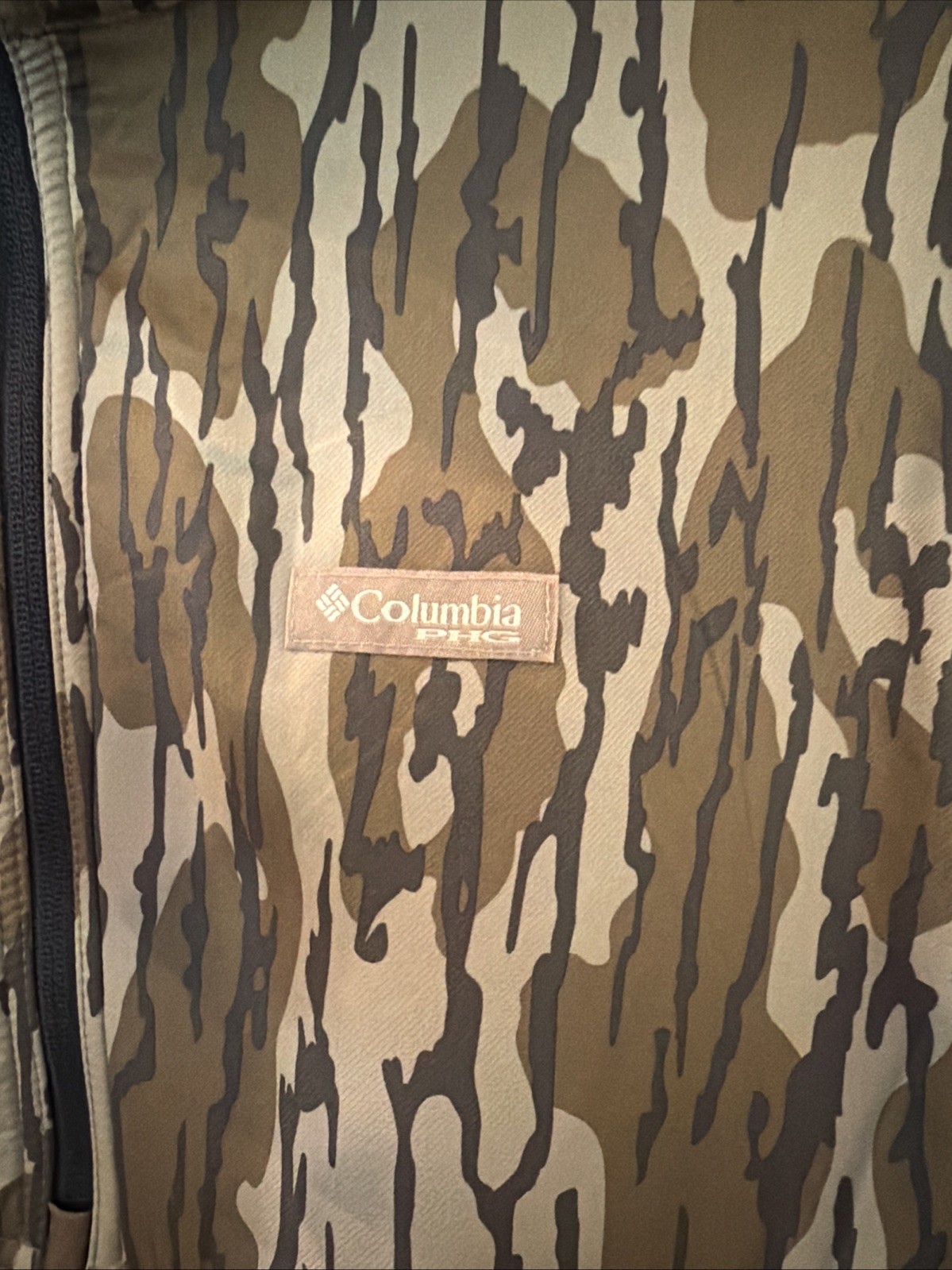 Columbia PHG Mossy Oak Bottomland Men’s fleece XL 1/4 Zip Camo Over Black NWT