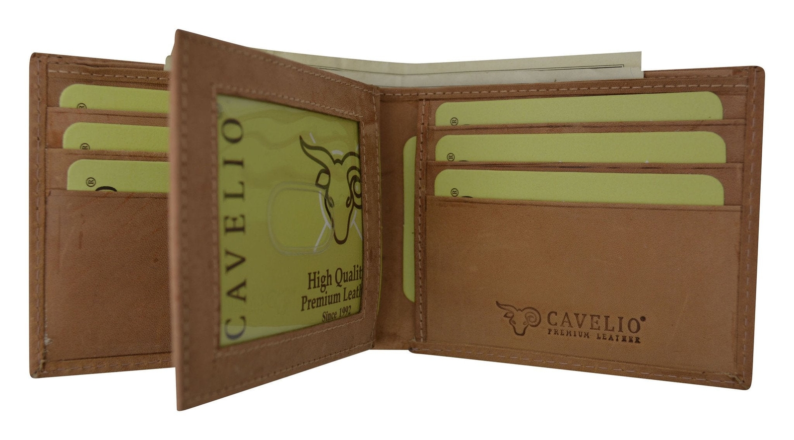 Cavelio Hunter Vintage Style Series Premium Leather Fixed Center Flap Credit CID