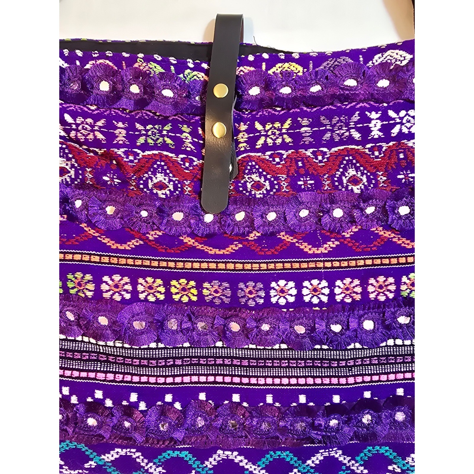 Raj LA Vegan Leather Purple Embroidered Boho Shoulder Bag New