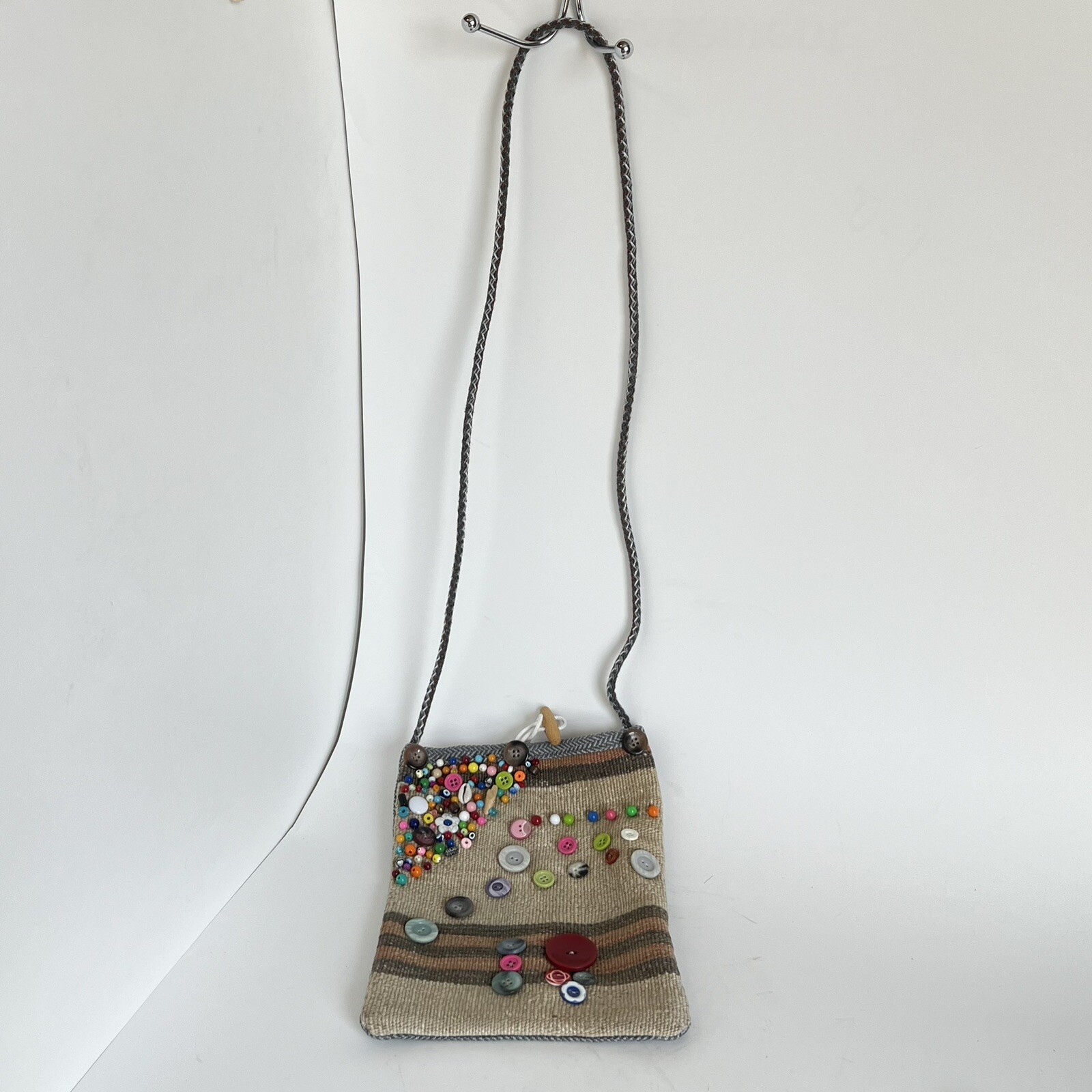 Turkish Anatolian Hand Crafted Shepherd Bag Sack Crossbody Purse Shell Buttons