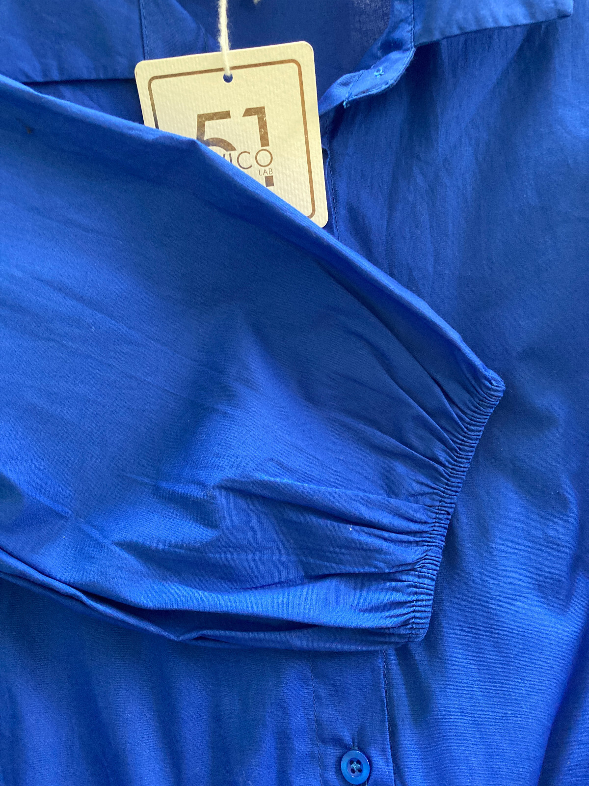 NWT CIVICO 51 Made In Italy Cotton Poplin Button Down Maxi Dress Sz L Blue