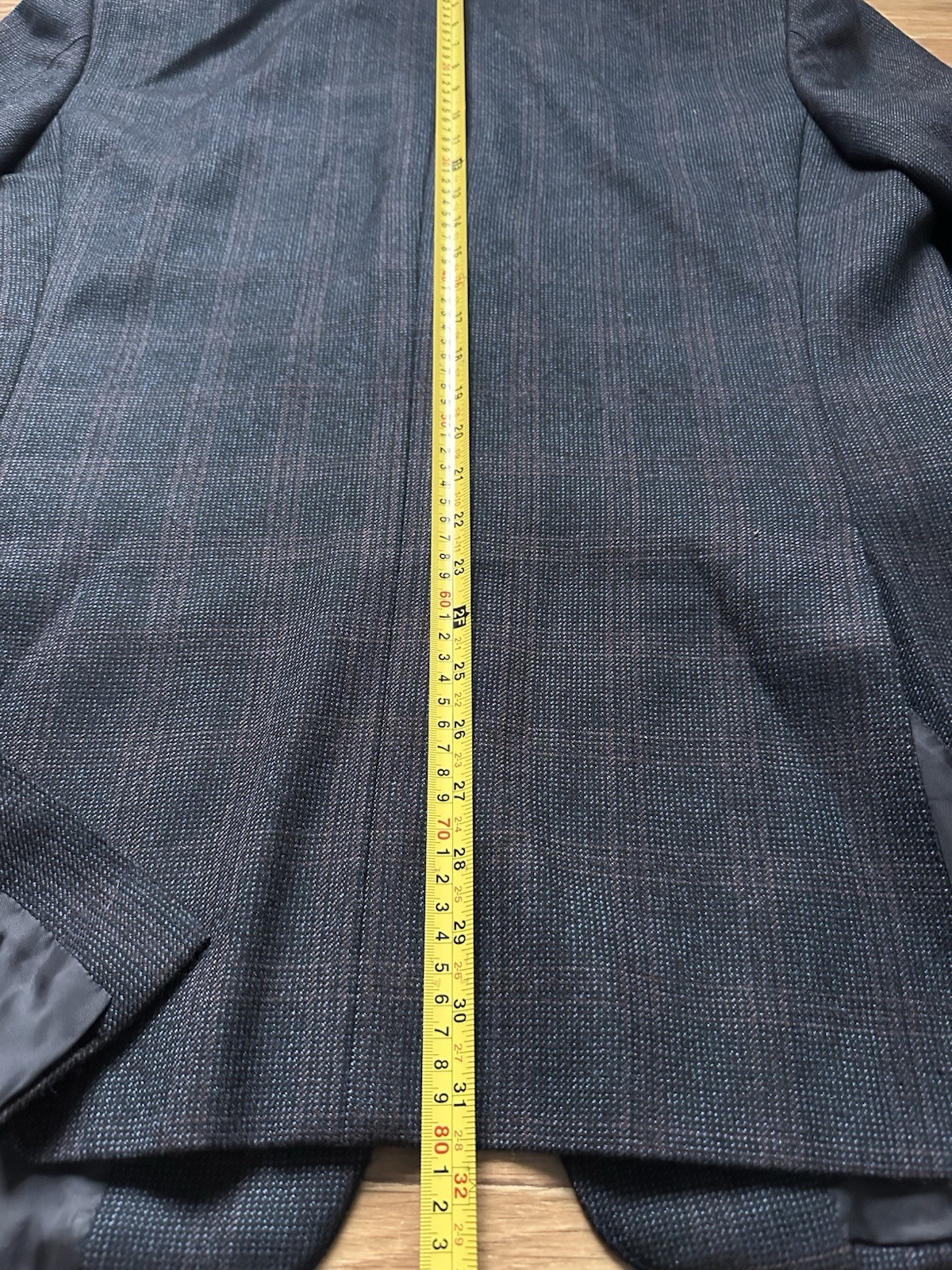 CANALI Italy Pure Virgin Wool Blazer 54 44 R Navy Charcoal Micro Check Bemberg