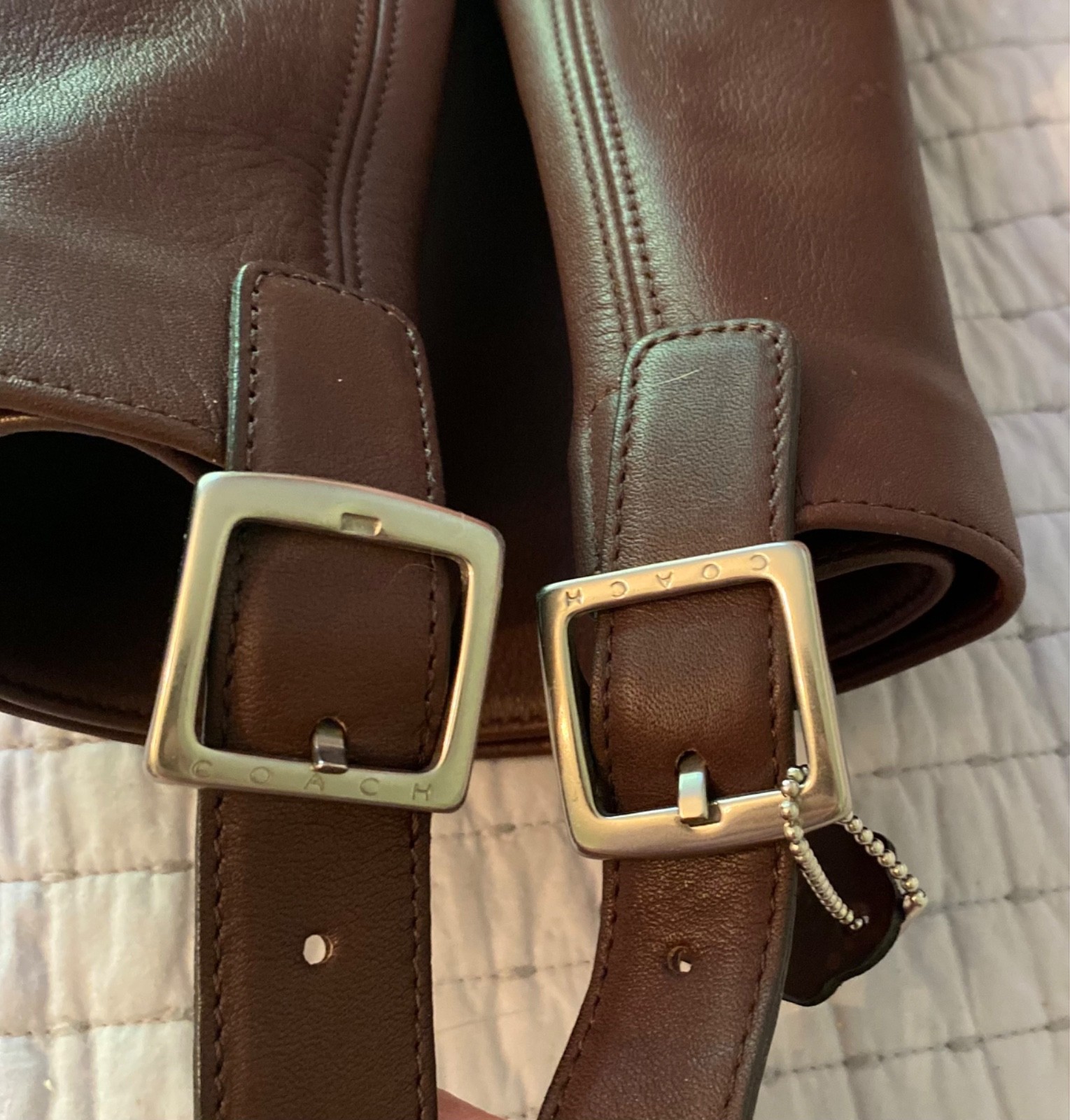 Vintage Never Used Coach Brown Leather Slim Legacy Shoulder Bag with Dust Bag