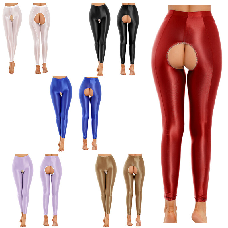 Womens Pantyhose Workout Trousers Elastic Waistband Pants Solid Color Clubwear