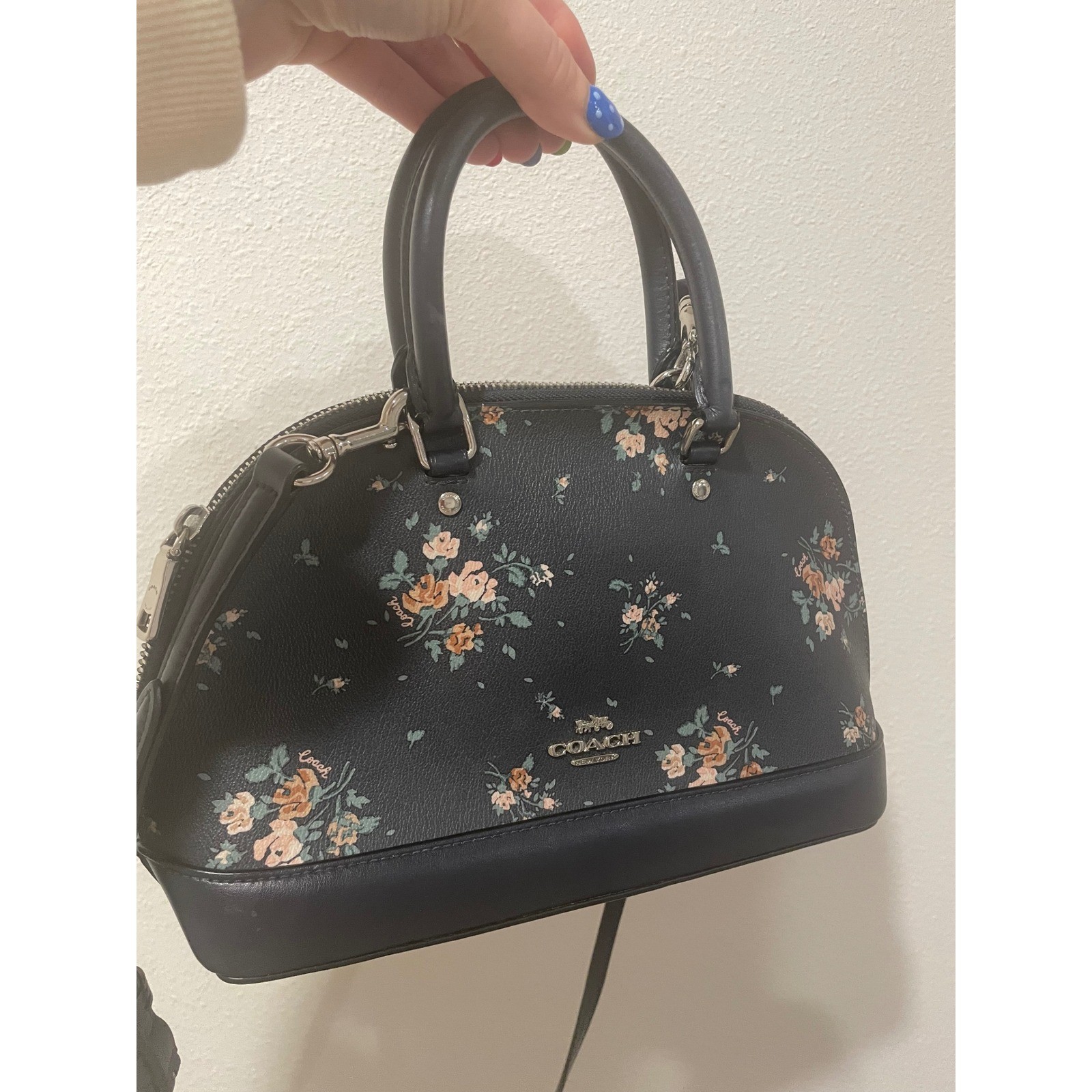 Coach Mini Sierra Satchel Midnight Navy Prairie Floral Crossgrain