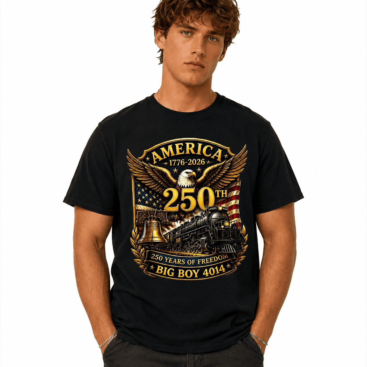 Big Boy 4014 Train USA 250th Anniversary Patriotic 1776-2026 T-Shirt