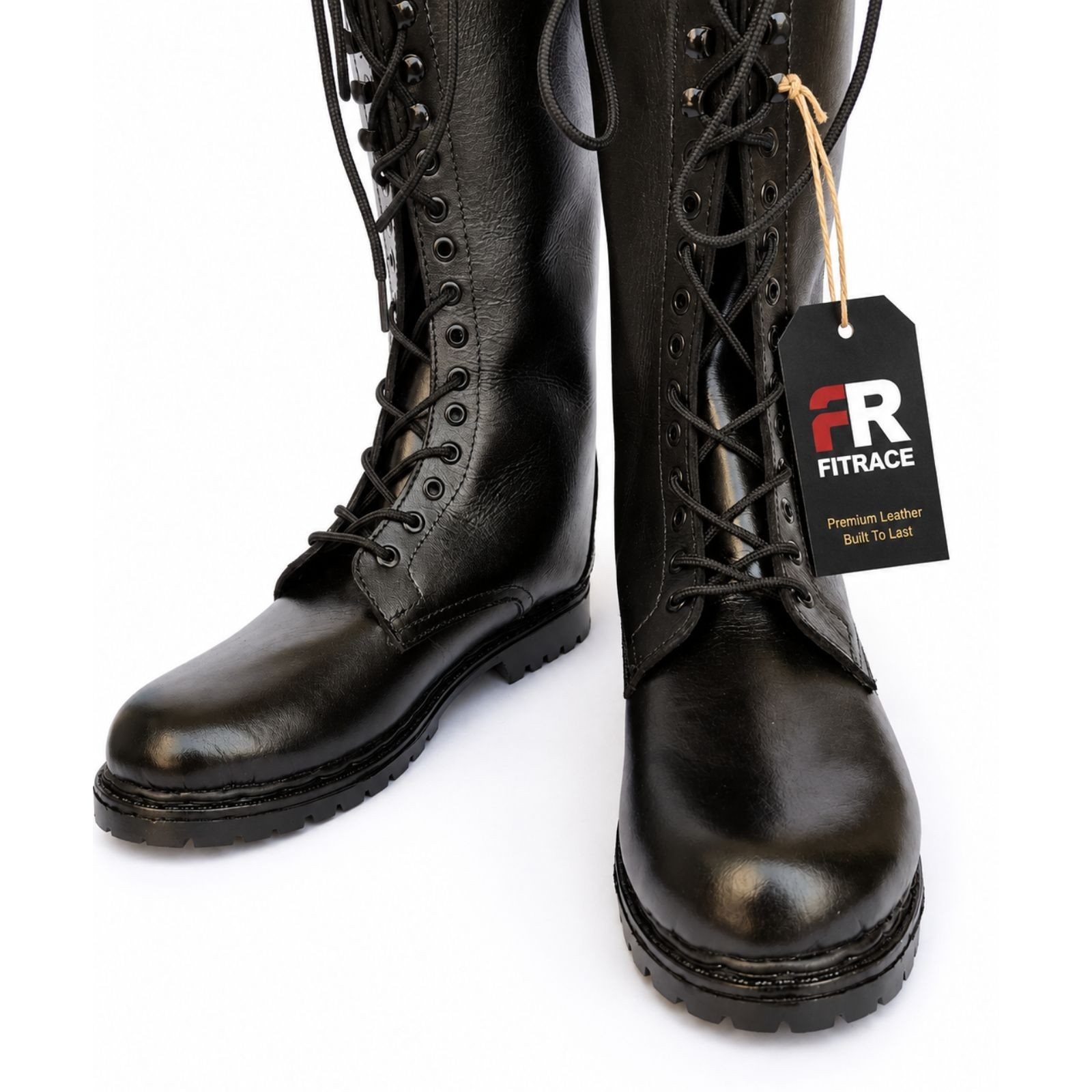 Mens Vintage Black Knee High Lace Up Boots Genuine Leather Casual Costume Riding