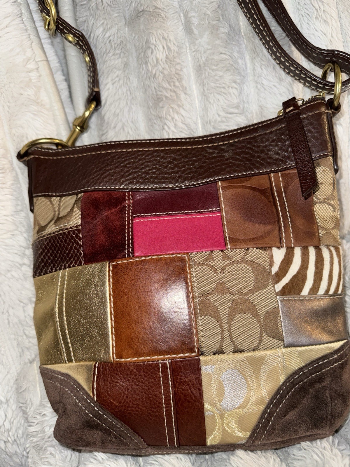 Coach Patchwork Shoulder Bag Item 10435 EUC Multicolor Gold Hardware