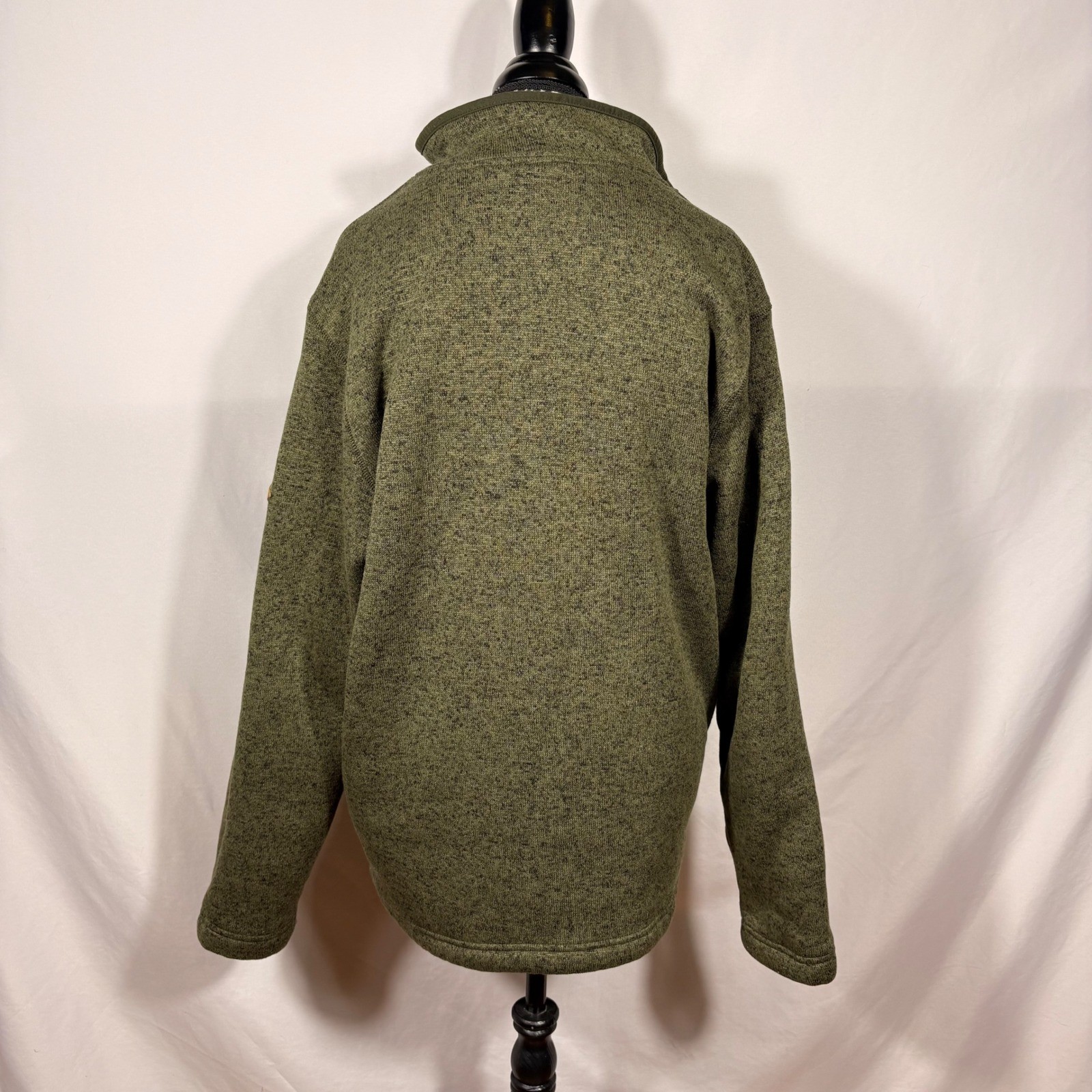 Orvis Mens Quarter Zip Sherpa Lined Sweater Pullover Olive Green Marl Medium
