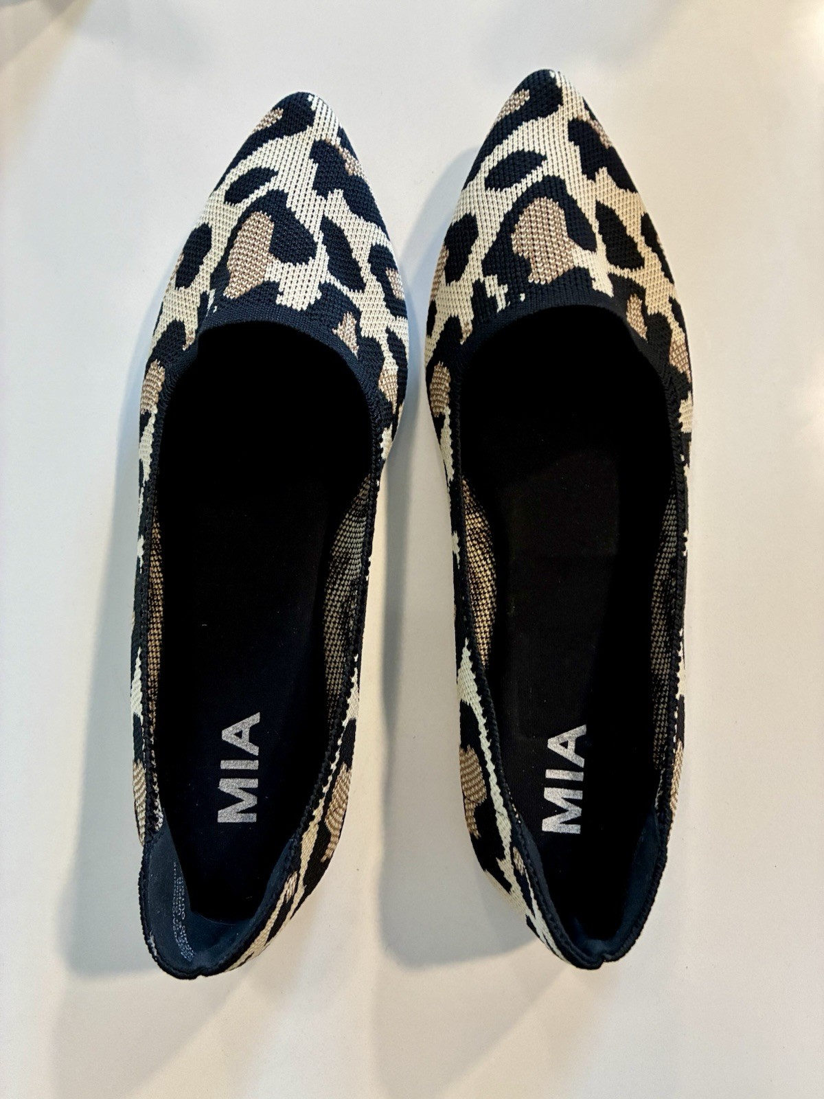 MIA Kerri Womens New Leopard Print Knit Pointed Toe Ballet Flat Shoes Size 8