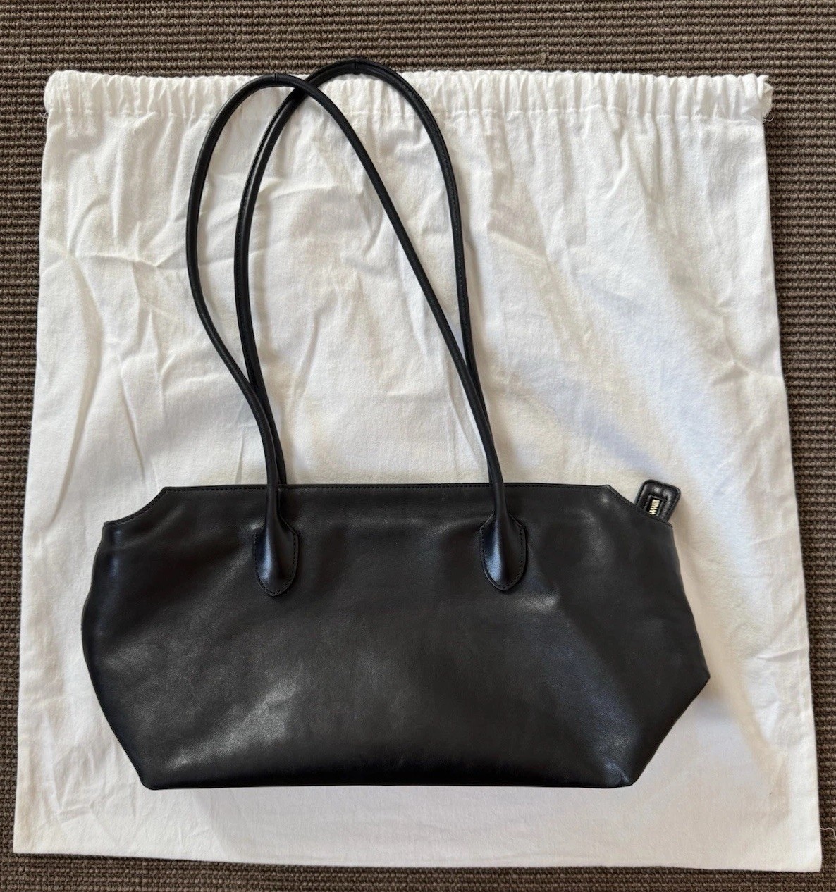 The Row Bag Terrasse Bag in Grain Black Leather Gold Zipper Pre-Owned MSRP $3500