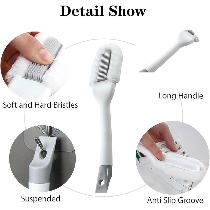 Long Handle Shoe Brush Soft Bristle Multi-Purpose Cleaning Tool Hangable New
