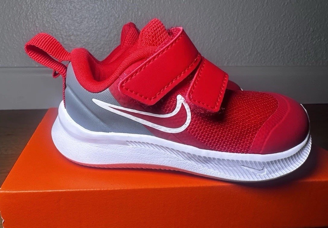 Nike Star Runner 3 TDV Baby Toddler Shoes University Red Grey Size 5c DA2778-607