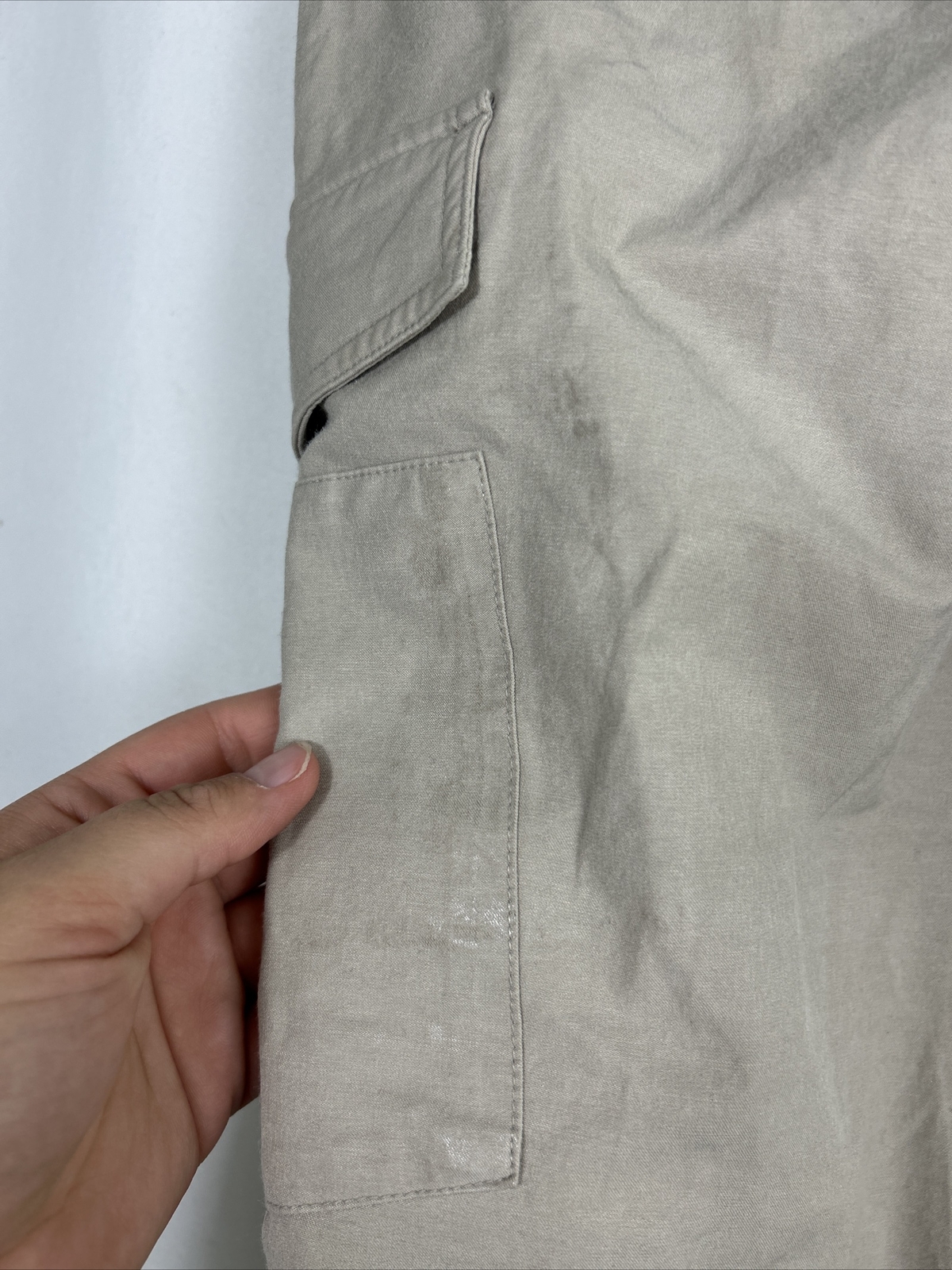 Rei Womens 4 Petite Beige Cargo Pants Upf 50+ 31×28 Cotton Blend