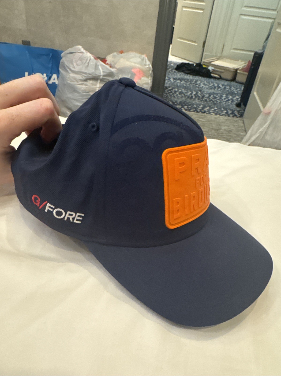 G/Fore Pray For Birdies SnapBack Hat Mens blue Preppy G4