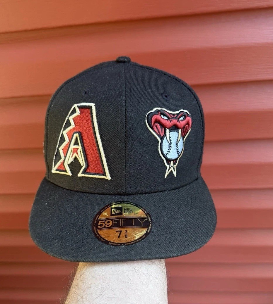 VTG New Era Arizona Diamondbacks 2001 WS Patch MLB Fitted Hat 59 Fifty Sz 7 3/8