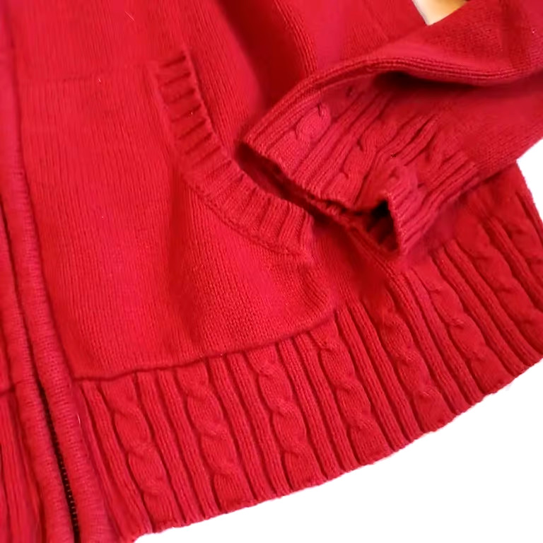 (M) Karen Scott Cotton Zip Sweater/Cardigan Cableknit Holiday sz Medium