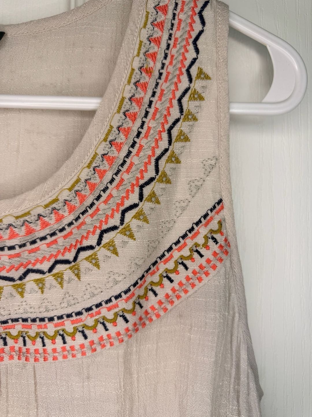 THML Sleeveless Embroidered Yoke Gauze Tank Top