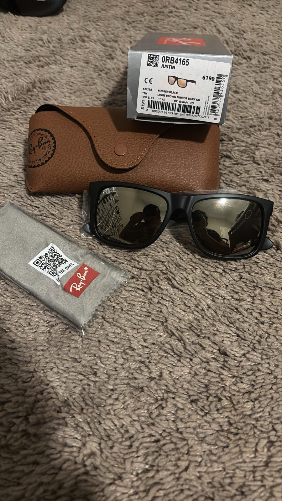 Ray-Ban Adult Justin Color Mix Matte Rubber Black 55-145 Sunglasses