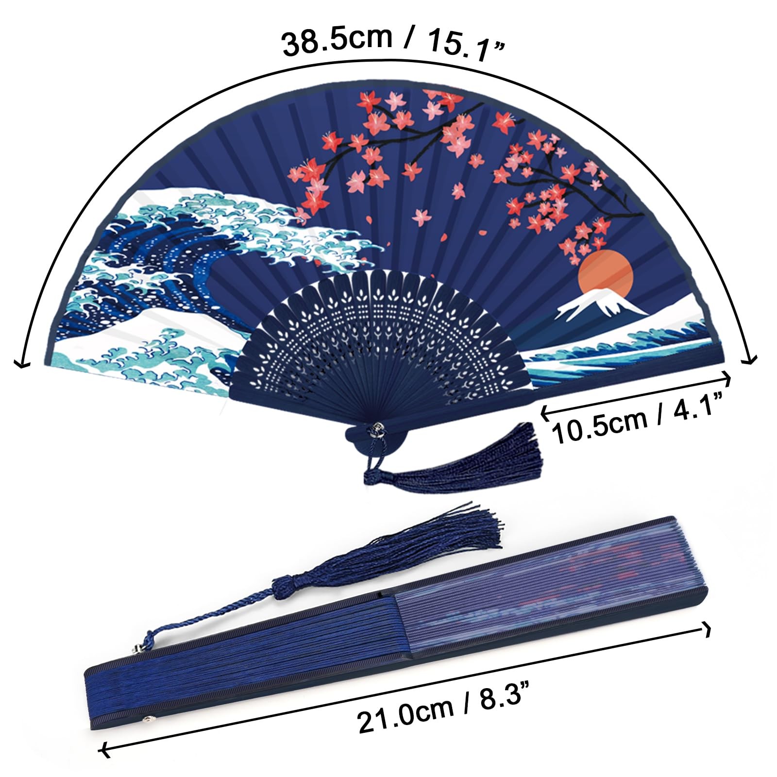 WEARXI Hand Held Fan, 4 PCS Fans for Women Foldable, 8.3″ 21cm, Type 3