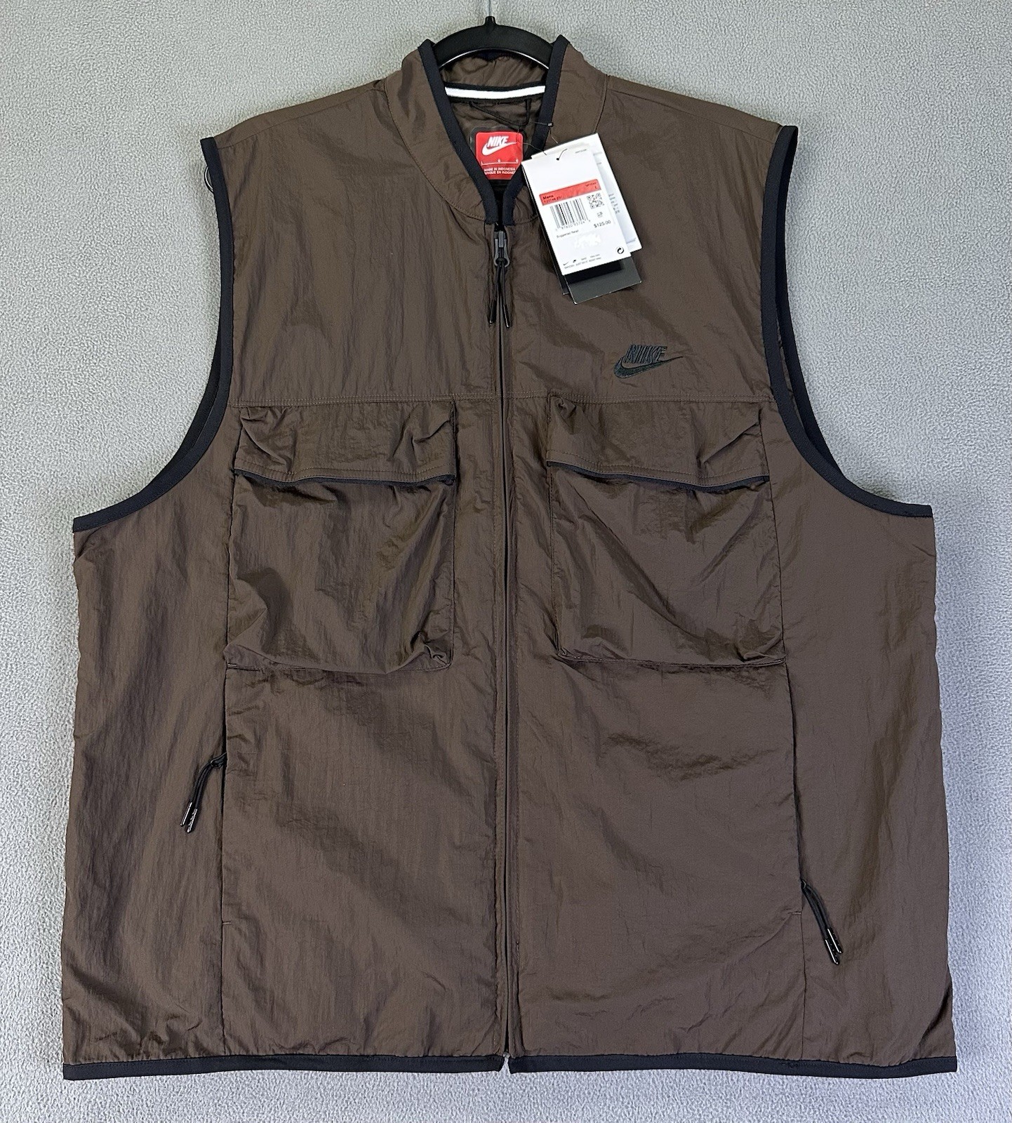Nike Vest Mens Large Brown Baroque Tech Woven Utility Lightweight Nylon UPF New