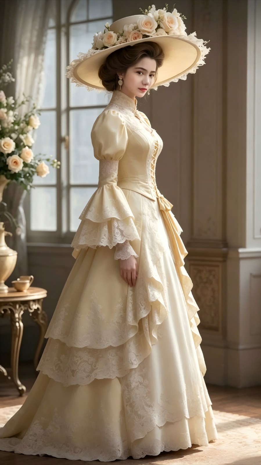 Victorian Yellow Ball Gown Edwardian Renaissance Historical Dresses For Cosplay