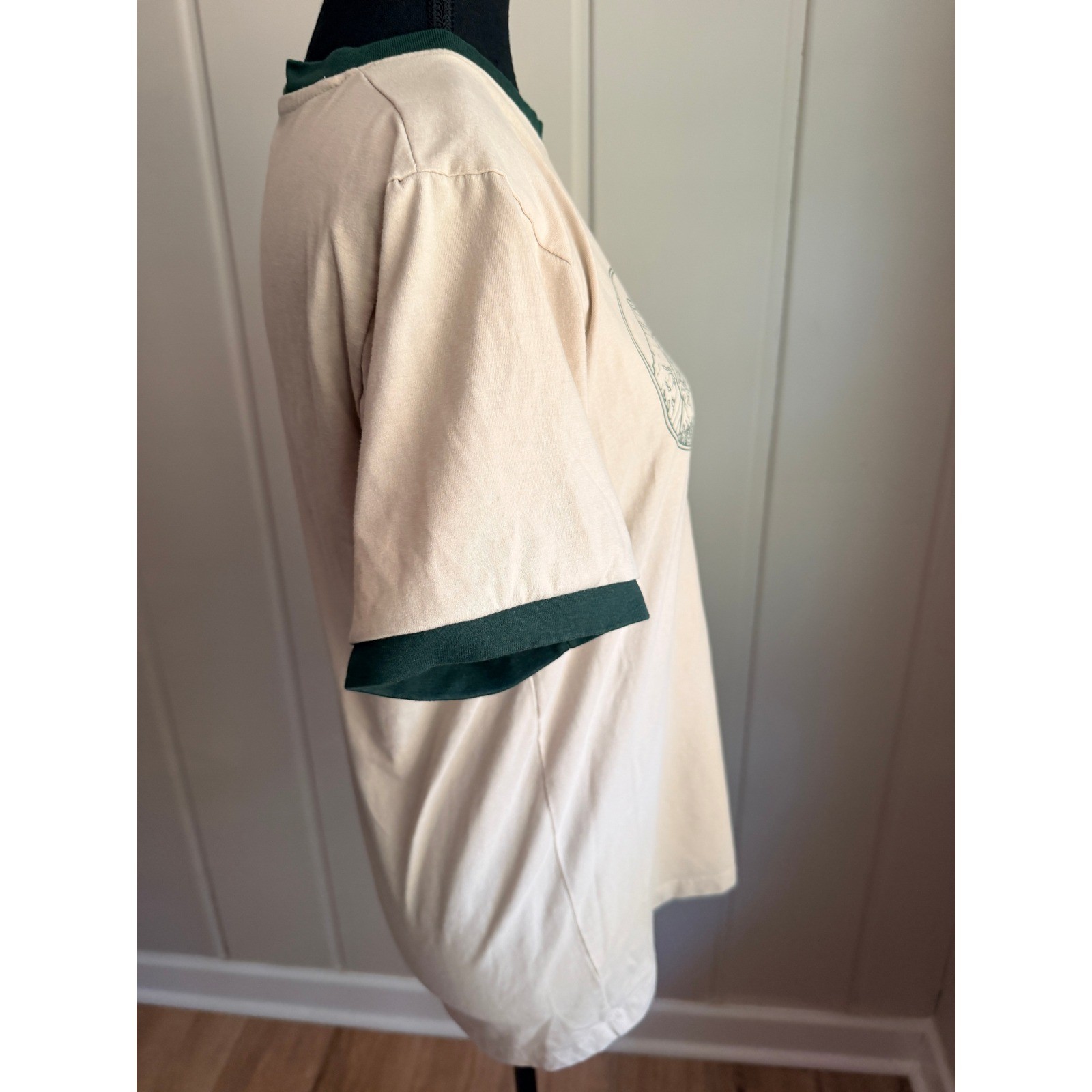 Banff National Park Graphic Tee Cream Green ringer sleeves