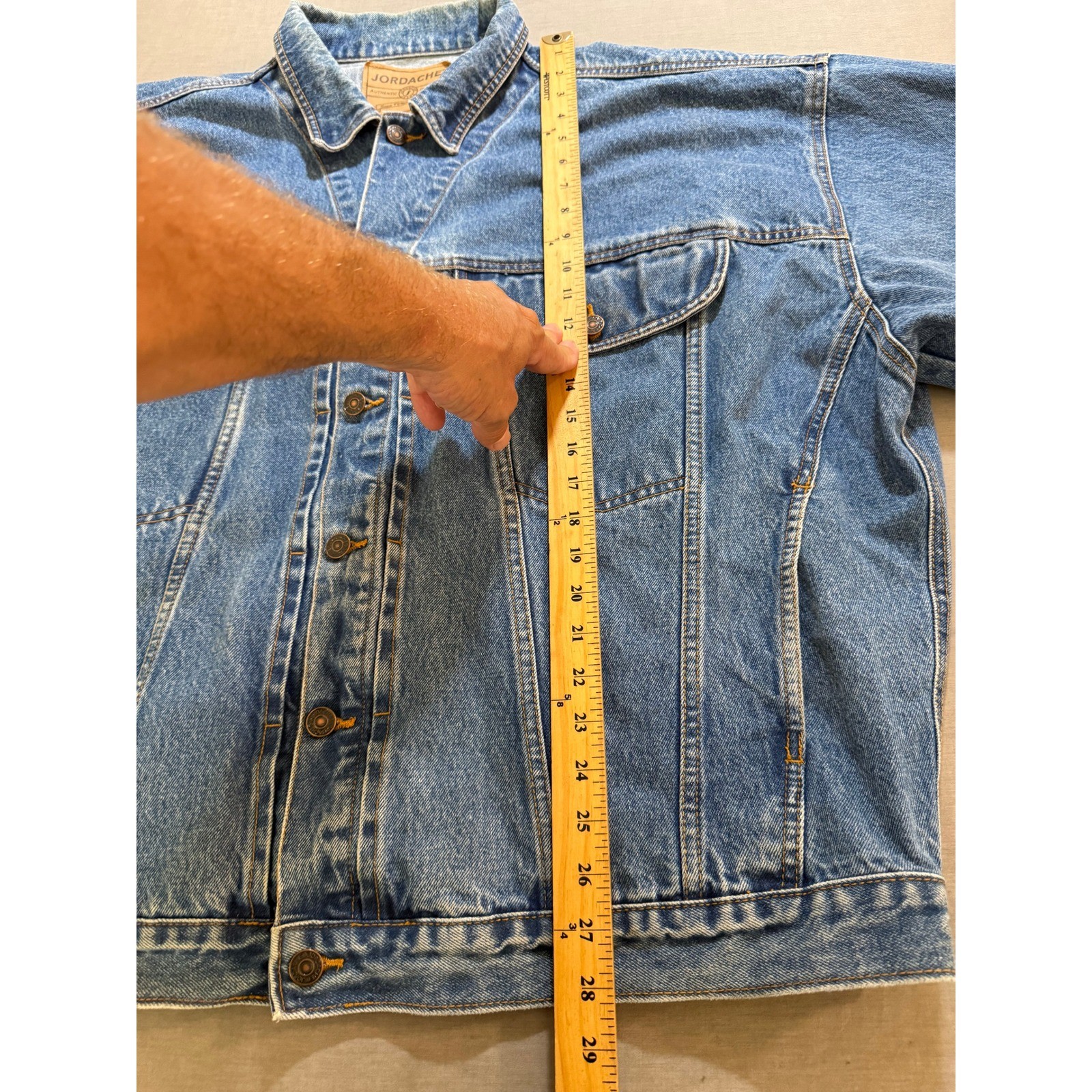 Vintage Jordache Denim Trucker Jacket Mens #XL Blue Button Long Sleeve